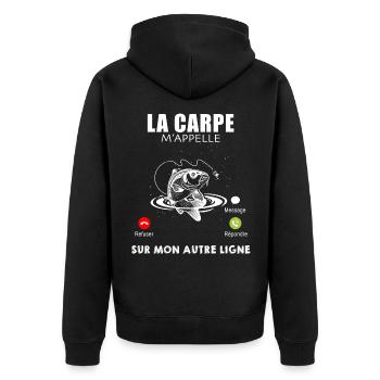 La carpe m'appelle sur mon autre ligne. Pêche - Veste à capuche bio Premium Unisexe - noir - Dos - Nico (187cm)
