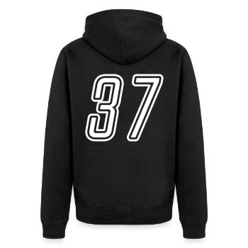 37 Numéro de numéro - Veste à capuche bio Premium Unisexe - noir - Dos - Nico (187cm)