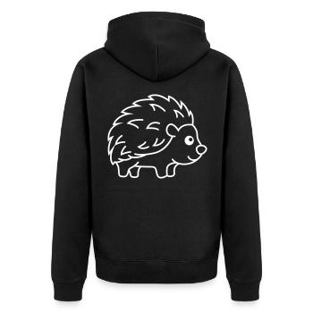 Igel Comic Tier - Unisex Premium Bio Zip Hoodie - Schwarz - Hinten - Nico (187cm)
