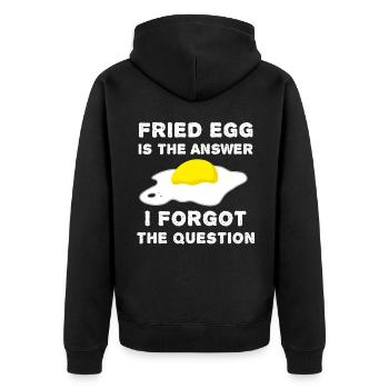 Fried Egg Funny - Unisex Premium Organic Zip Hoodie - black - Back - Nico (187cm)