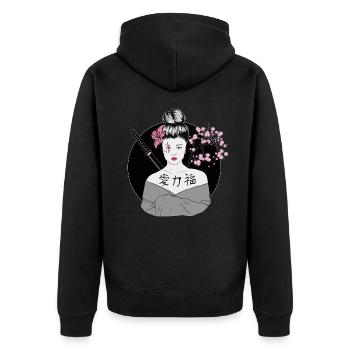 Modern Geisha Japan - Unisex Premium Organic Zip Hoodie - black - Back - Nico (187cm)