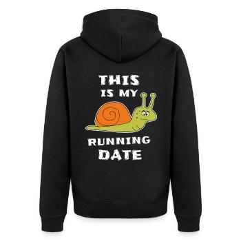Slow Snail Runner Jogging - Unisex Premium Organic Zip Hoodie - black - Back - Nico (187cm)