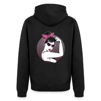 Retro Rockabilly Girl - Unisex Premium Bio Zip Hoodie - Schwarz - Hinten - Nico (187cm)