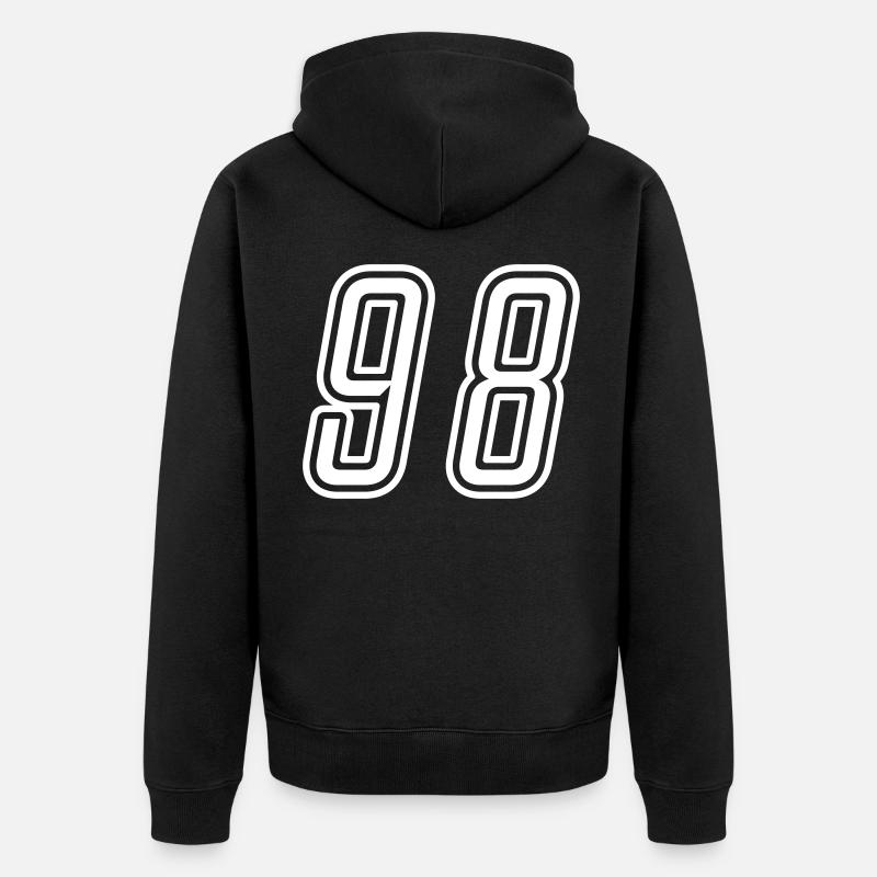 98 Numéro de numéro - Veste à capuche bio Premium Unisexe - noir