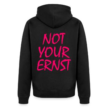 Not your ernst - Unisex Premium Bio Zip Hoodie - Schwarz - Hinten - Nico (187cm)