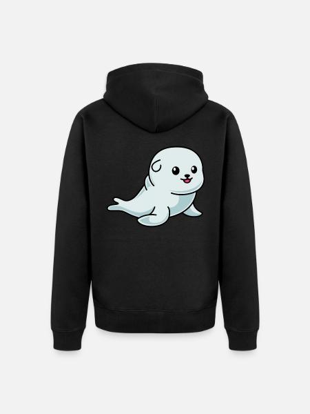 Seal Animal Comic - Unisex Premium Organic Zip Hoodie - black