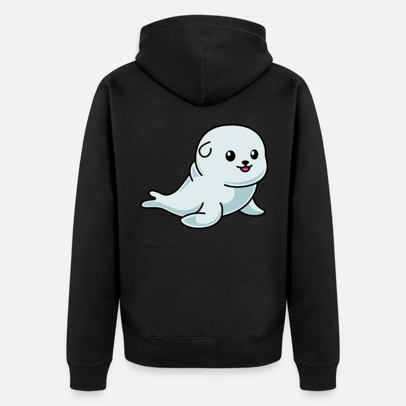 Bande dessinée Seal Animal - Veste à capuche bio Premium Unisexe - noir