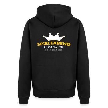 Spieleabend Spruch - Unisex Premium Bio Zip Hoodie - Schwarz - Hinten - Nico (187cm)