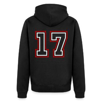 17 Number number - Unisex Premium Organic Zip Hoodie - black - Back - Nico (187cm)