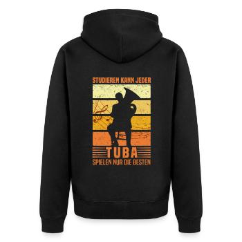 Tuba - Unisex Premium Bio Zip Hoodie - Schwarz - Hinten - Nico (187cm)