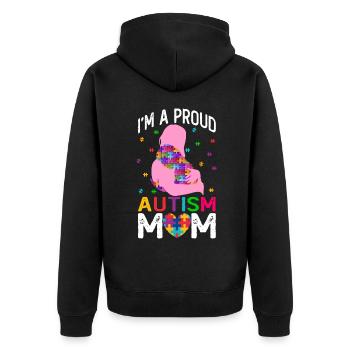 Proud Autism Mom - Autism Awareness - Unisex Premium Organic Zip Hoodie - black - Back - Nico (187cm)