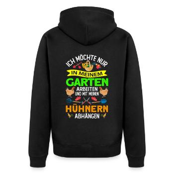 Gärtner Geschenk - im Garten arbeiten Hühnern - Unisex Premium Bio Zip Hoodie - Schwarz - Hinten - Nico (187cm)