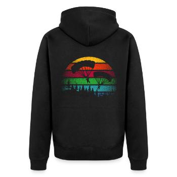 Fallschirm Skydive Fallschirmspringer Geschenk - Unisex Premium Bio Zip Hoodie - Schwarz - Hinten - Nico (187cm)
