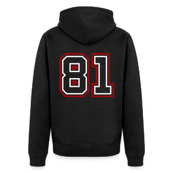 81 Number number - Unisex Premium Organic Zip Hoodie - black - Back - Nico (187cm)