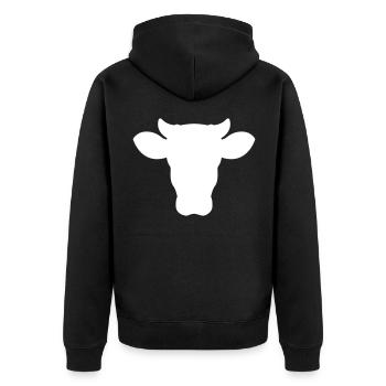 kuh kopf symbol - Unisex Premium Bio Zip Hoodie - Schwarz - Hinten - Nico (187cm)