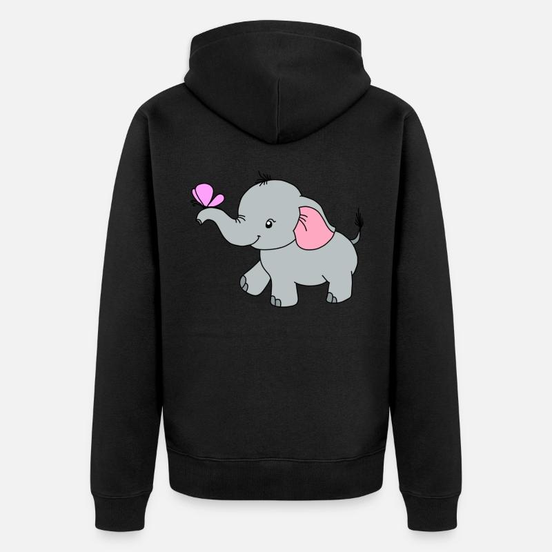Éléphant Papillon Mignon - Veste à capuche bio Premium Unisexe - noir