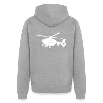 Hubschrauber Pilot fliegne Helicopter Geschenk - Unisex Premium Bio Zip Hoodie - Grau meliert - Hinten - Nico (187cm)
