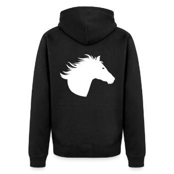 Pferd Horse icon - Unisex Premium Bio Zip Hoodie - Schwarz - Hinten - Nico (187cm)