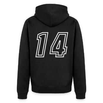 14 Numéro de numéro - Veste à capuche bio Premium Unisexe - noir - Dos - Nico (187cm)