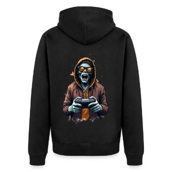 Mort-vivant avec des lunettes de soleil dorées - Veste à capuche bio Premium Unisexe - noir - Dos - Nico (187cm)