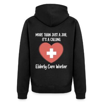 Geriatric nurse - More than a job, vocation! - Unisex Premium Organic Zip Hoodie - black - Back - Nico (187cm)