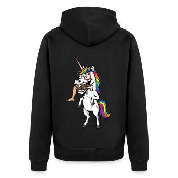Licorne folle – À TOMBER ! - Veste à capuche bio Premium Unisexe - noir - Dos - Nico (187cm)