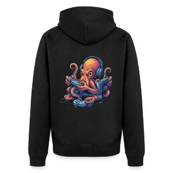 Gambling Octopus – My Gaming Octopus - Unisex Premium Organic Zip Hoodie - black - Back - Nico (187cm)