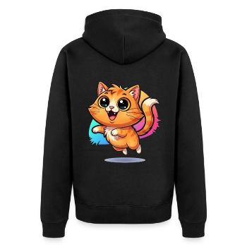 Messager moelleux de la chance : chat mignon aux yeux écarquillés - Veste à capuche bio Premium Unisexe - noir - Dos - Nico (187cm)