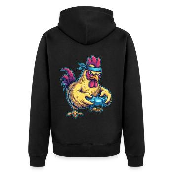 Poulet à jouer : le pouvoir du joueur Hahn - Veste à capuche bio Premium Unisexe - noir - Dos - Nico (187cm)
