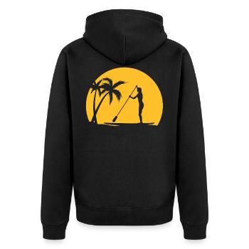 SUP - Unisex Premium Bio Zip Hoodie - Schwarz - Hinten - Nico (187cm)