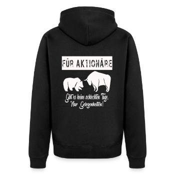 Aktien Börse WallStreet Investieren Investor - Unisex Premium Bio Zip Hoodie - Schwarz - Hinten - Nico (187cm)