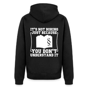 Geschenkideen für Anwälte | Anwalt Jura Studenten - Unisex Premium Bio Zip Hoodie - Schwarz - Hinten - Nico (187cm)
