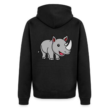 Rhino Comic Animal - Unisex Premium Organic Zip Hoodie - black - Back - Nico (187cm)