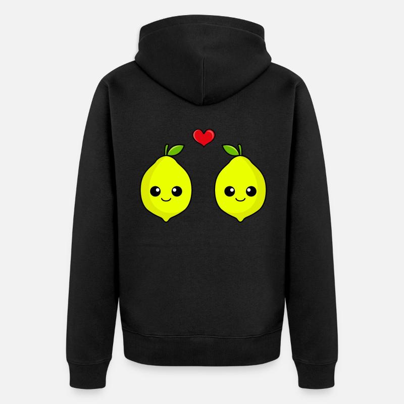 Zitrone Paar Liebe Comic - Unisex Premium Bio Zip Hoodie - Schwarz