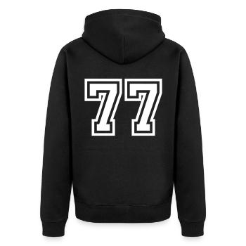 77 Number Symbol - Unisex Premium Organic Zip Hoodie - black - Back - Nico (187cm)