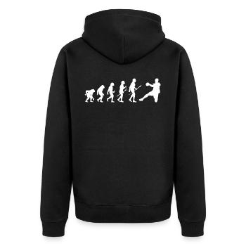 handball evolution - Unisex Premium Bio Zip Hoodie - Schwarz - Hinten - Nico (187cm)
