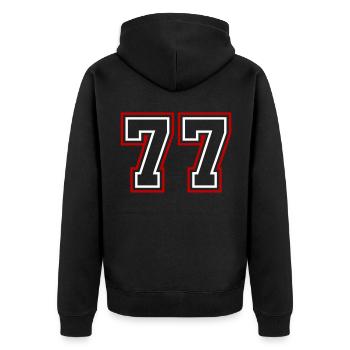 77 Number number - Unisex Premium Organic Zip Hoodie - black - Back - Nico (187cm)