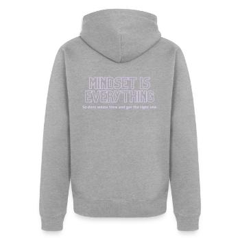 Mindset is everything - Unisex Premium Bio Zip Hoodie - Grau meliert - Hinten - Nico (187cm)