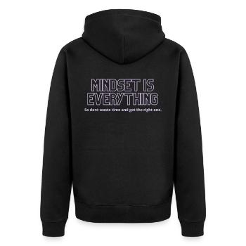 Mindset is everything - Unisex Premium Bio Zip Hoodie - Schwarz - Hinten - Nico (187cm)
