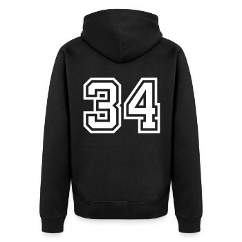 34 Zahl symbol - Unisex Premium Bio Zip Hoodie - Schwarz - Hinten - Nico (187cm)
