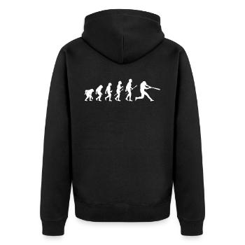 baseballplayer evolution - Unisex Premium Organic Zip Hoodie - black - Back - Nico (187cm)