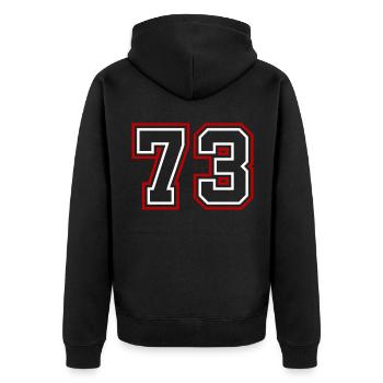 73 Numéro de numéro - Veste à capuche bio Premium Unisexe - noir - Dos - Nico (187cm)
