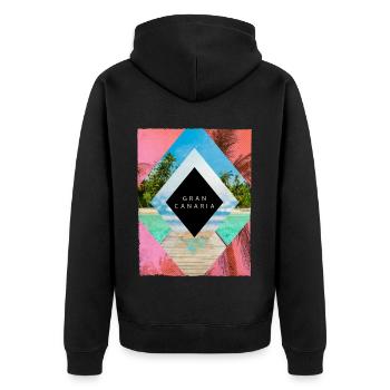 Gran Canaria Palm Trees Summer Sun Beach Sea - Unisex Premium Organic Zip Hoodie - black - Back - Nico (187cm)