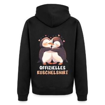 Chemise Câline Officielle Pingouins Amour Coeur Doux - Veste à capuche bio Premium Unisexe - noir - Dos - Nico (187cm)