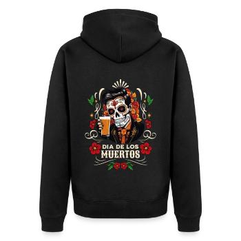Dia De Los Muertos Beer Skull Skull - Unisex Premium Organic Zip Hoodie - black - Back - Nico (187cm)