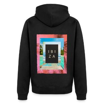 Ibiza Été Soleil Plage Mer Palmiers Fête - Veste à capuche bio Premium Unisexe - noir - Dos - Nico (187cm)
