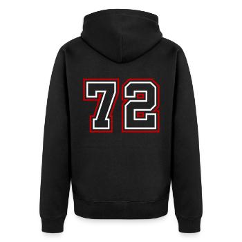 72 Numéro de numéro - Veste à capuche bio Premium Unisexe - noir - Dos - Nico (187cm)