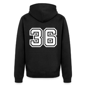 36 number symbol - Unisex Premium Organic Zip Hoodie - black - Back - Nico (187cm)