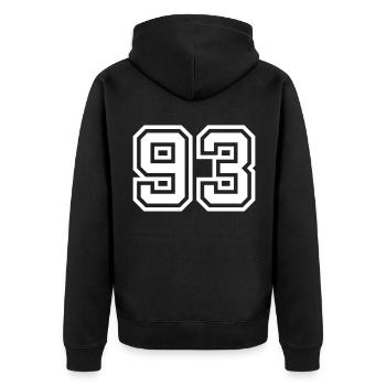 93 Symbole numérique - Veste à capuche bio Premium Unisexe - noir - Dos - Nico (187cm)