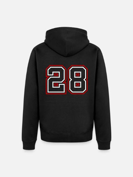 28 Number number - Unisex Premium Organic Zip Hoodie - black
